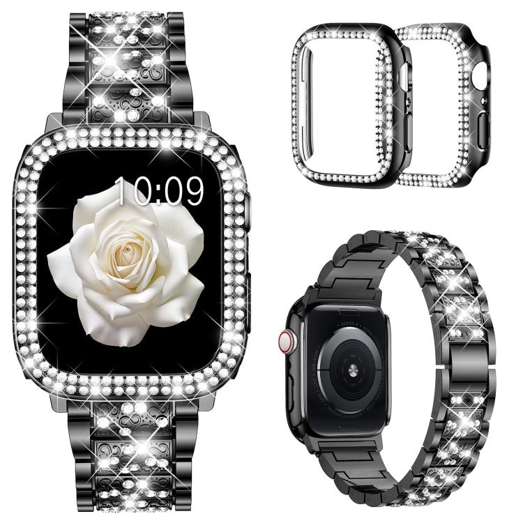xDfind 鑽石珠寶金屬錶帶附保護殼，適用於Apple Watch系列10 46毫米，Apple Watch系列10 42毫米，Apple Watch系列44毫米，Apple Watch系列40毫米，Apple Watch Ultra 2 / 1 49毫米，Apple Watch系列45毫米