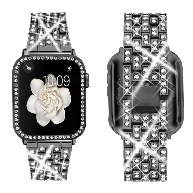 xDfind 閃亮鑽石珠寶金屬錶帶附保護殼，適用於Apple Watch系列10 46毫米，Apple Watch系列10 42毫米，Apple Watch系列44毫米，Apple Watch系列40毫米，Apple Watch Ultra 2 / 1 49毫米，Apple Watch系列45毫米