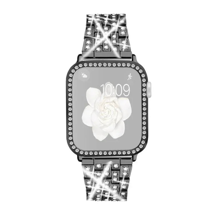 xDfind 閃亮鑽石珠寶金屬錶帶附保護殼，適用於Apple Watch系列10 46毫米，Apple Watch系列10 42毫米，Apple Watch系列44毫米，Apple Watch系列40毫米，Apple Watch Ultra 2 / 1 49毫米，Apple Watch系列45毫米