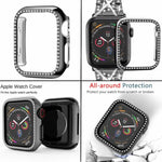 xDfind 閃亮鑽石珠寶金屬錶帶附保護殼，適用於Apple Watch系列10 46毫米，Apple Watch系列10 42毫米，Apple Watch系列44毫米，Apple Watch系列40毫米，Apple Watch Ultra 2 / 1 49毫米，Apple Watch系列45毫米