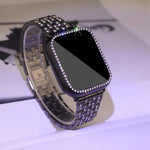 xDfind 閃亮鑽石珠寶金屬錶帶附保護殼，適用於Apple Watch系列10 46毫米，Apple Watch系列10 42毫米，Apple Watch系列44毫米，Apple Watch系列40毫米，Apple Watch Ultra 2 / 1 49毫米，Apple Watch系列45毫米