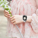 xDfind 閃亮鑽石珠寶金屬錶帶附保護殼，適用於Apple Watch系列10 46毫米，Apple Watch系列10 42毫米，Apple Watch系列44毫米，Apple Watch系列40毫米，Apple Watch Ultra 2 / 1 49毫米，Apple Watch系列45毫米