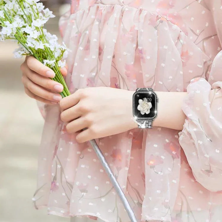 xDfind 閃亮鑽石珠寶金屬錶帶附保護殼，適用於Apple Watch系列10 46毫米，Apple Watch系列10 42毫米，Apple Watch系列44毫米，Apple Watch系列40毫米，Apple Watch Ultra 2 / 1 49毫米，Apple Watch系列45毫米