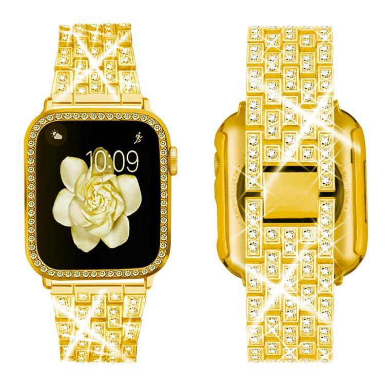 xDfind 閃亮鑽石珠寶金屬錶帶附保護殼，適用於Apple Watch系列10 46毫米，Apple Watch系列10 42毫米，Apple Watch系列44毫米，Apple Watch系列40毫米，Apple Watch Ultra 2 / 1 49毫米，Apple Watch系列45毫米