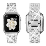 xDfind 閃亮鑽石珠寶金屬錶帶附保護殼，適用於Apple Watch系列10 46毫米，Apple Watch系列10 42毫米，Apple Watch系列44毫米，Apple Watch系列40毫米，Apple Watch Ultra 2 / 1 49毫米，Apple Watch系列45毫米