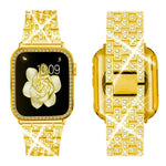 xDfind 閃亮鑽石珠寶金屬錶帶附保護殼，適用於Apple Watch系列10 46毫米，Apple Watch系列10 42毫米，Apple Watch系列44毫米，Apple Watch系列40毫米，Apple Watch Ultra 2 / 1 49毫米，Apple Watch系列45毫米