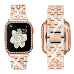 xDfind 閃亮鑽石珠寶金屬錶帶附保護殼，適用於Apple Watch系列10 46毫米，Apple Watch系列10 42毫米，Apple Watch系列44毫米，Apple Watch系列40毫米，Apple Watch Ultra 2 / 1 49毫米，Apple Watch系列45毫米