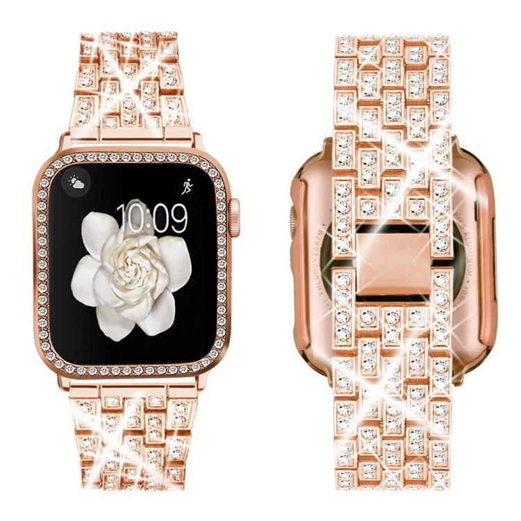 xDfind 閃亮鑽石珠寶金屬錶帶附保護殼，適用於Apple Watch系列10 46毫米，Apple Watch系列10 42毫米，Apple Watch系列44毫米，Apple Watch系列40毫米，Apple Watch Ultra 2 / 1 49毫米，Apple Watch系列45毫米
