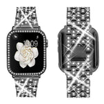 xDfind 閃亮鑽石珠寶金屬錶帶附保護殼，適用於Apple Watch系列10 46毫米，Apple Watch系列10 42毫米，Apple Watch系列44毫米，Apple Watch系列40毫米，Apple Watch Ultra 2 / 1 49毫米，Apple Watch系列45毫米