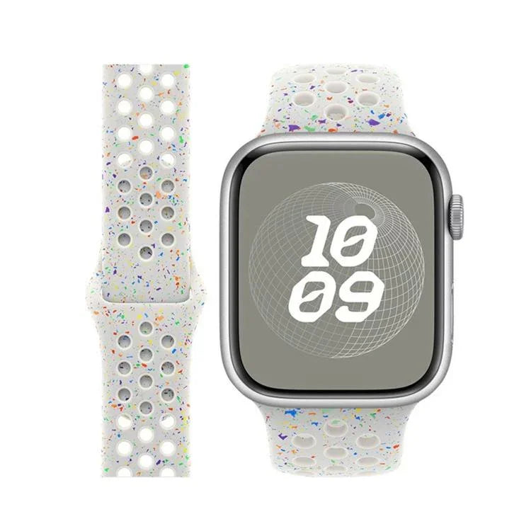 帶有3D曲面膜的蝴蝶扣彩點矽膠錶帶，適用於Apple Watch系列42毫米