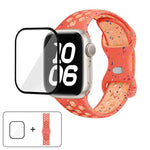 帶有3D曲面膜的蝴蝶扣彩點矽膠錶帶，適用於Apple Watch系列42毫米