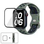 帶有3D曲面膜的蝴蝶扣彩點矽膠錶帶，適用於Apple Watch系列42毫米