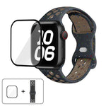 帶有3D曲面膜的蝴蝶扣彩點矽膠錶帶，適用於Apple Watch系列42毫米