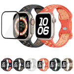 帶有3D曲面膜的蝴蝶扣彩點矽膠錶帶，適用於Apple Watch系列42毫米