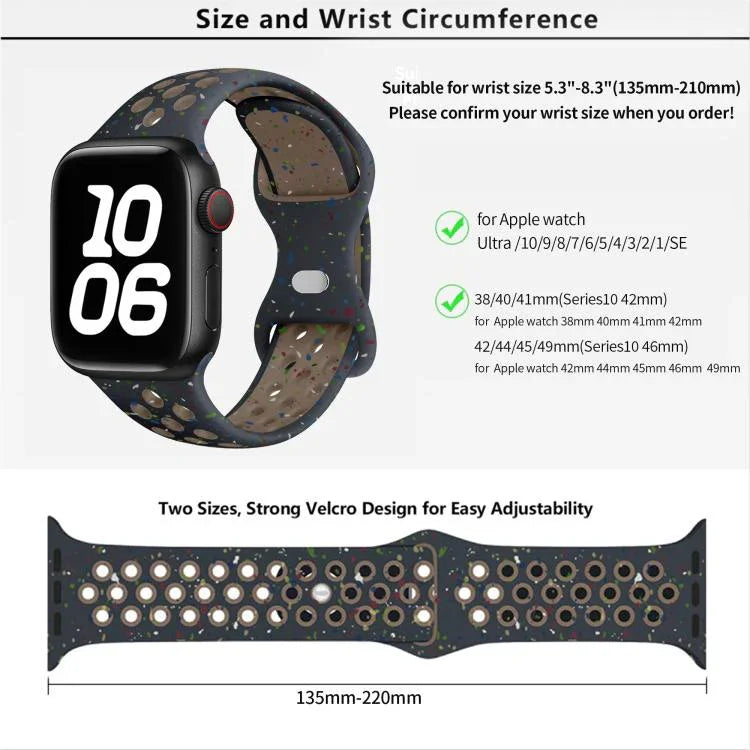 帶有3D曲面膜的蝴蝶扣彩點矽膠錶帶，適用於Apple Watch系列42毫米