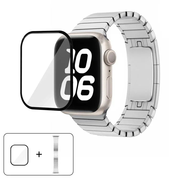 Original Buckle 316 Steel Watch Band with 3D Curved Film, For Apple Watch Series 10 46mm, For Apple Watch Series 10 42mm, For Apple Watch Series 44mm, For Apple Watch Series 40mm, For Apple Watch Ultra 2 / 1 49mm, For Apple Watch Series 45mm           ...