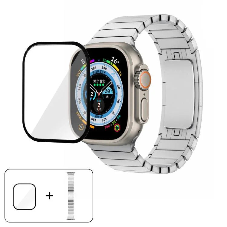 Original Buckle 316 Steel Watch Band with 3D Curved Film, For Apple Watch Series 10 46mm, For Apple Watch Series 10 42mm, For Apple Watch Series 44mm, For Apple Watch Series 40mm, For Apple Watch Ultra 2 / 1 49mm, For Apple Watch Series 45mm           ...