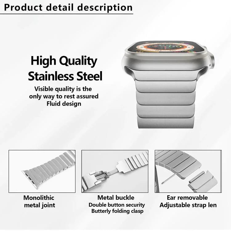 Original Buckle 316 Steel Watch Band with 3D Curved Film, For Apple Watch Series 10 46mm, For Apple Watch Series 10 42mm, For Apple Watch Series 44mm, For Apple Watch Series 40mm, For Apple Watch Ultra 2 / 1 49mm, For Apple Watch Series 45mm           ...