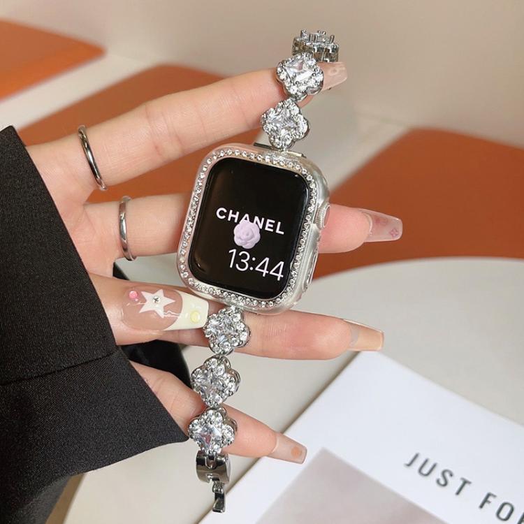 xDfind四葉草鑽石金屬錶帶，適用於Apple Watch 42 / 44 / 45 / 46 / 49mm，Apple Watch 38 / 40 / 41 / S10 42mm