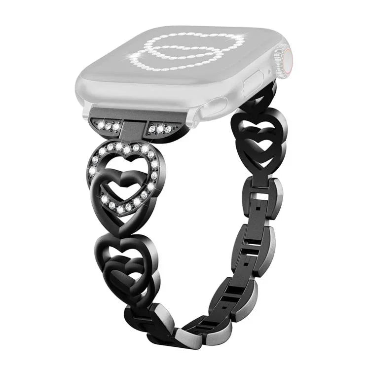 xDfind雙心鑽石金屬錶帶，適用於Apple Watch 42 / 44 / 45 / 46 / 49mm，Apple Watch 38 / 40 / 41 / S10 42mm