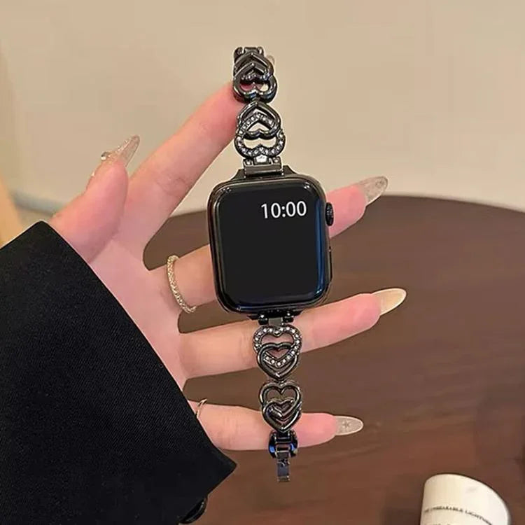 xDfind雙心鑽石金屬錶帶，適用於Apple Watch 42 / 44 / 45 / 46 / 49mm，Apple Watch 38 / 40 / 41 / S10 42mm