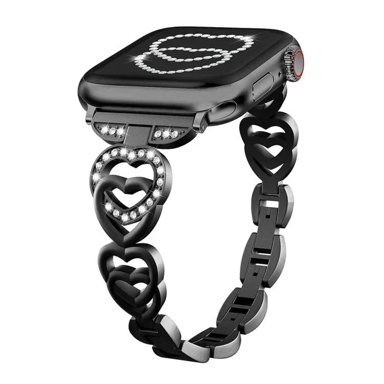 xDfind雙心鑽石金屬錶帶，適用於Apple Watch 42 / 44 / 45 / 46 / 49mm，Apple Watch 38 / 40 / 41 / S10 42mm