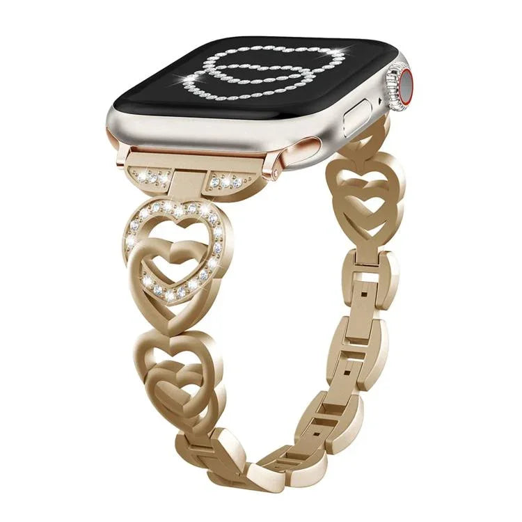 xDfind雙心鑽石金屬錶帶，適用於Apple Watch 42 / 44 / 45 / 46 / 49mm，Apple Watch 38 / 40 / 41 / S10 42mm