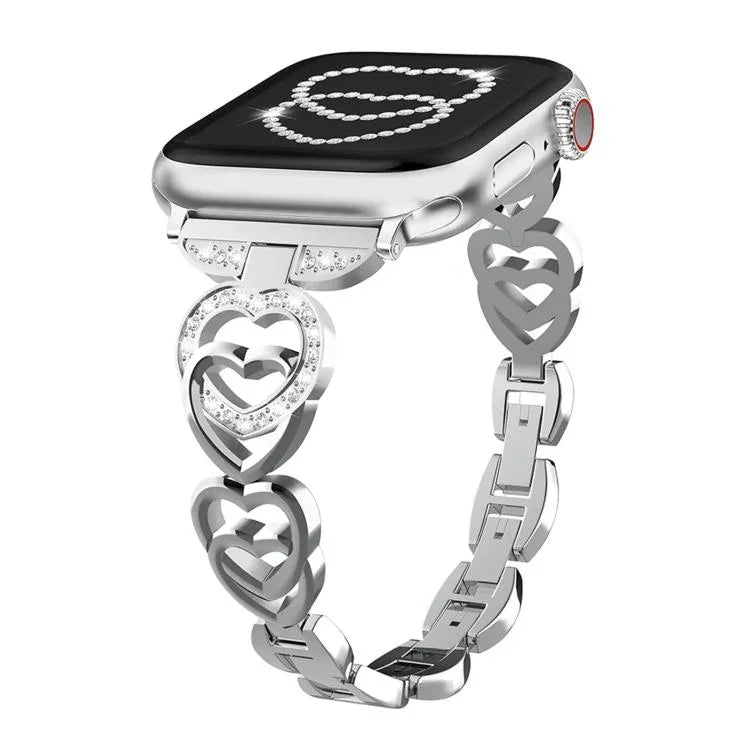 xDfind雙心鑽石金屬錶帶，適用於Apple Watch 42 / 44 / 45 / 46 / 49mm，Apple Watch 38 / 40 / 41 / S10 42mm