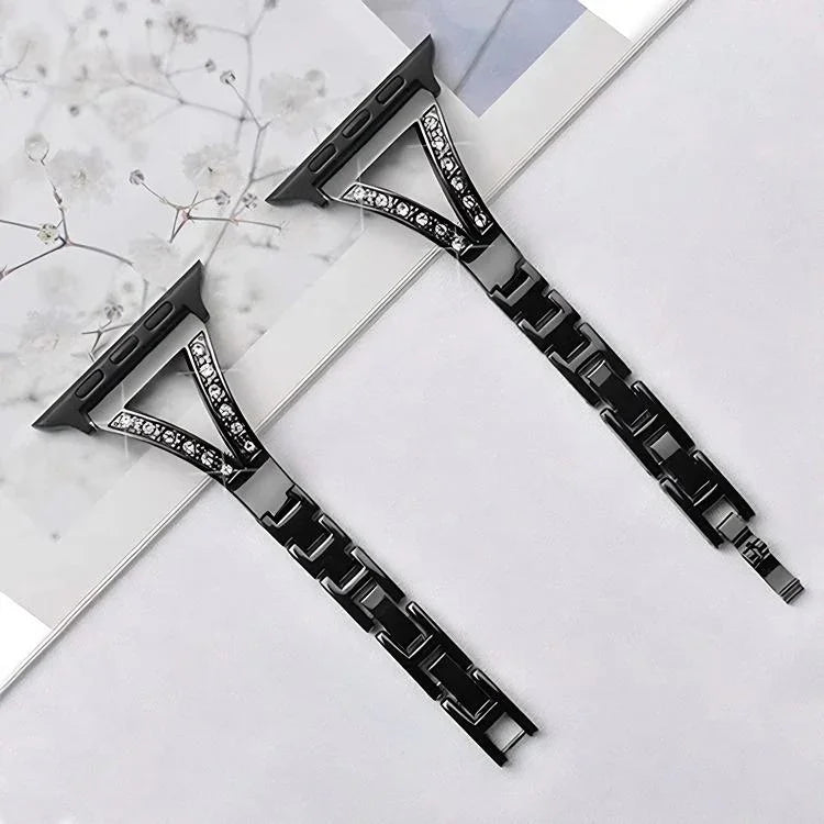 xDfind人字紋鑽石不鏽鋼錶帶，適用於Apple Watch 42 / 44 / 45 / 46 / 49mm，Apple Watch 38 / 40 / 41 / S10 42mm