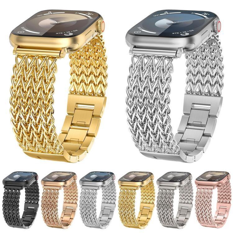 xDfind人字紋編織不鏽鋼錶帶，適用於Apple Watch 42 / 44 / 45 / 46 / 49mm，Apple Watch 38 / 40 / 41 / S10 42mm