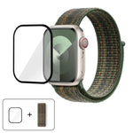 基本尼龍環形錶帶，配備3D曲面保護膜，適用於Apple Watch Series 10 46mm、Apple Watch Series 10 42mm、Apple Watch Series 44mm