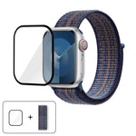 基本尼龍環形錶帶，配備3D曲面保護膜，適用於Apple Watch Series 10 46mm、Apple Watch Series 10 42mm、Apple Watch Series 44mm