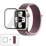 基本尼龍環形錶帶，配備3D曲面保護膜，適用於Apple Watch Series 10 46mm、Apple Watch Series 10 42mm、Apple Watch Series 44mm