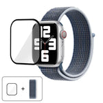 基本尼龍環形錶帶，配備3D曲面保護膜，適用於Apple Watch Series 40mm、Apple Watch Ultra 2 / 1 49mm、Apple Watch Series 45mm