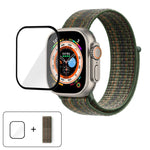 基本尼龍環形錶帶，配備3D曲面保護膜，適用於Apple Watch Series 40mm、Apple Watch Ultra 2 / 1 49mm、Apple Watch Series 45mm