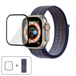 基本尼龍環形錶帶，配備3D曲面保護膜，適用於Apple Watch Series 40mm、Apple Watch Ultra 2 / 1 49mm、Apple Watch Series 45mm
