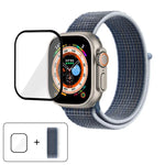基本尼龍環形錶帶，配備3D曲面保護膜，適用於Apple Watch Series 40mm、Apple Watch Ultra 2 / 1 49mm、Apple Watch Series 45mm