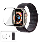 基本尼龍環形錶帶，配備3D曲面保護膜，適用於Apple Watch Series 40mm、Apple Watch Ultra 2 / 1 49mm、Apple Watch Series 45mm