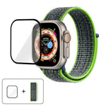 基本尼龍環形錶帶，配備3D曲面保護膜，適用於Apple Watch Series 40mm、Apple Watch Ultra 2 / 1 49mm、Apple Watch Series 45mm