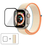 基本尼龍環形錶帶，配備3D曲面保護膜，適用於Apple Watch Series 40mm、Apple Watch Ultra 2 / 1 49mm、Apple Watch Series 45mm