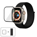 基本尼龍環形錶帶，配備3D曲面保護膜，適用於Apple Watch Series 40mm、Apple Watch Ultra 2 / 1 49mm、Apple Watch Series 45mm