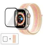 基本尼龍環形錶帶，配備3D曲面保護膜，適用於Apple Watch Series 40mm、Apple Watch Ultra 2 / 1 49mm、Apple Watch Series 45mm