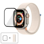 基本尼龍環形錶帶，配備3D曲面保護膜，適用於Apple Watch Series 40mm、Apple Watch Ultra 2 / 1 49mm、Apple Watch Series 45mm