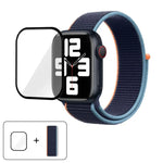 基本尼龍環形錶帶，配備3D曲面保護膜，適用於Apple Watch Series 41mm、Apple Watch Series 38mm、Apple Watch Series 42mm