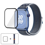 尼龍環形錶帶，配備3D曲面保護膜，適用於Apple Watch Series 10 46mm、Apple Watch Series 10 42mm、Apple Watch Series 44mm