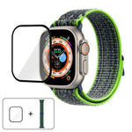 尼龍環形錶帶，配備3D曲面保護膜，適用於Apple Watch Series 40mm、Apple Watch Ultra 2 / 1 49mm、Apple Watch Series 45mm