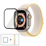 尼龍環形錶帶，配備3D曲面保護膜，適用於Apple Watch Series 40mm、Apple Watch Ultra 2 / 1 49mm、Apple Watch Series 45mm