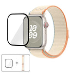 尼龍環形錶帶，配備3D曲面保護膜，適用於Apple Watch Series 41mm、Apple Watch Series 38mm、Apple Watch Series 42mm