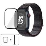 尼龍環形錶帶，配備3D曲面保護膜，適用於Apple Watch Series 41mm、Apple Watch Series 38mm、Apple Watch Series 42mm