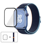 尼龍環形錶帶，配備3D曲面保護膜，適用於Apple Watch Series 41mm、Apple Watch Series 38mm、Apple Watch Series 42mm